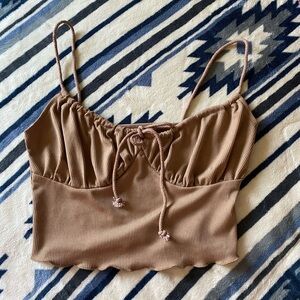 Tie Front Ruched Bust Cami Top